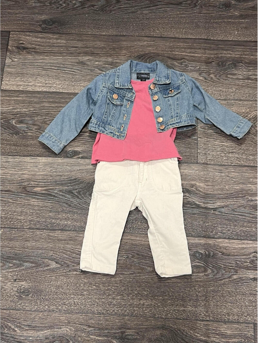 Baby Girls 6-12 Months Outfit 3 Pieces Pants Shirt Jacket